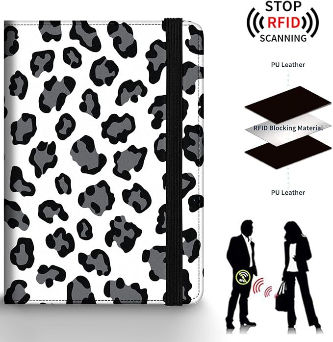 Passport Holder Wallet Cover Case,RFID Blocking Passport Cover,Large Capacity Travel Wallet with Multi Card Slots (Leopard Print)