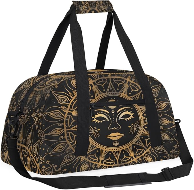 Travel Duffle Bag for travel duffle bag sports Girls Boys Kids Ethnic Sun Gold Lightweight Overnight Sleepover Weekender Bags Small Dance Gym Sport Bag Teens Carry-On Size Workout Bag