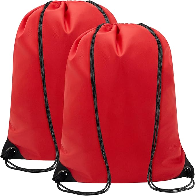 2PCS Drawstring Bags Bulk, String Backpack for Men Women, Cinch Bag Draw String Back Bag for Gym, Sports, Travel, Swimming, Beach, Red