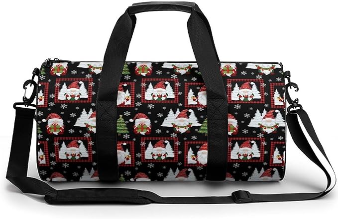 Basketball Football Weekender Bag Red Gnomes Snow Christmas Carry on Beach Yoga Overnight Luggage Bag Sports Gym Bags for Men Women