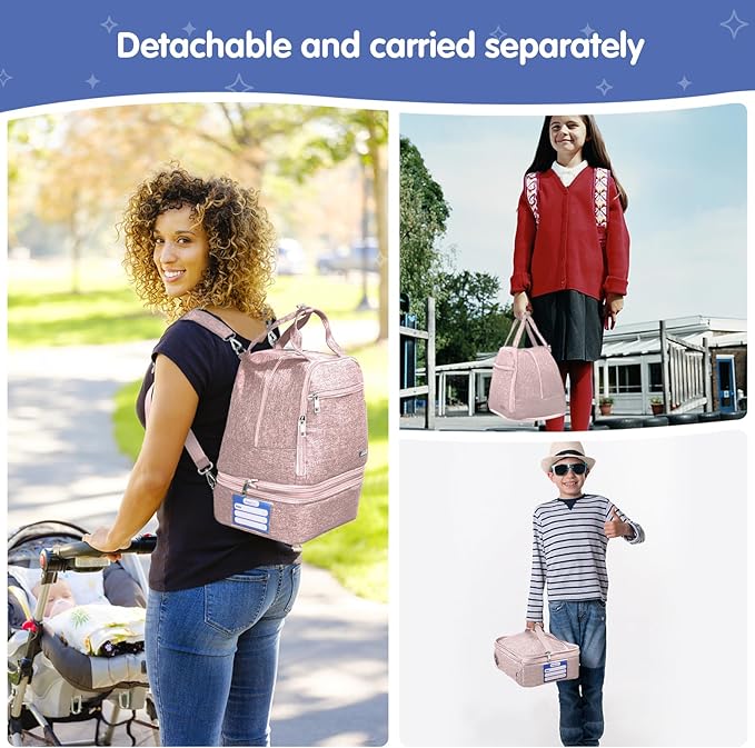 Derbiedersinn Breast Pump Bag, Compatible with Spectra Pumps, Insulated Carrying Case with Cooler for Milk Storage, Travel, Work, Daycare，Pink