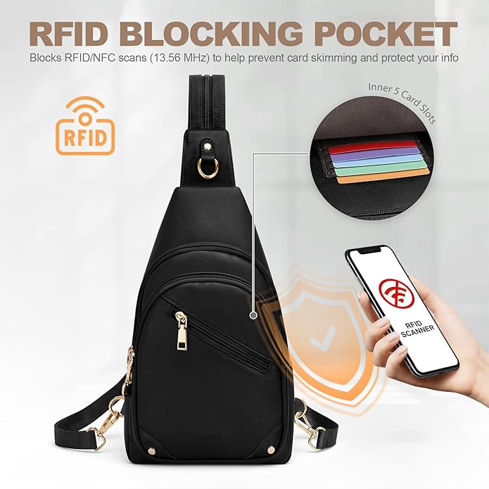 Anti Theft Sling Bag for Women, RFID Crossbody Purses Convertible Sling Backpack, Cross Body Purse Chest Bag
