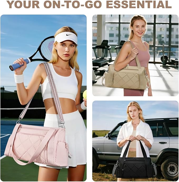 SYTRAH Gym Bag for Women, Duffle Weekender Bags for Travel, Lightweight Weekender Tote with Wet Pocket for Sports, Workout and Dance Pink