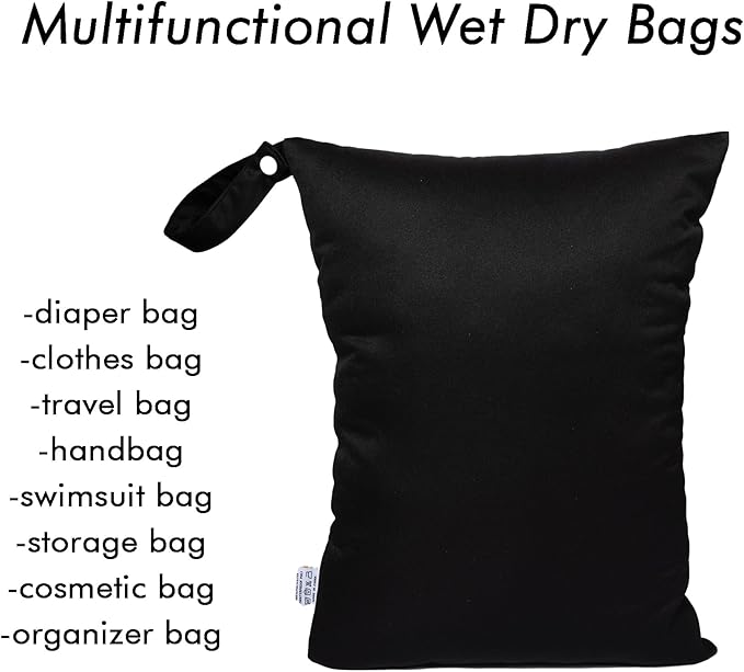 Wet Dry Bags Two Zipper Pockets Travel Beach Pool Reusable Waterproof Yoga Gym Bag for Baby Cloth Diaper Swimsuits Wet Clothes 3 Packs 3L08