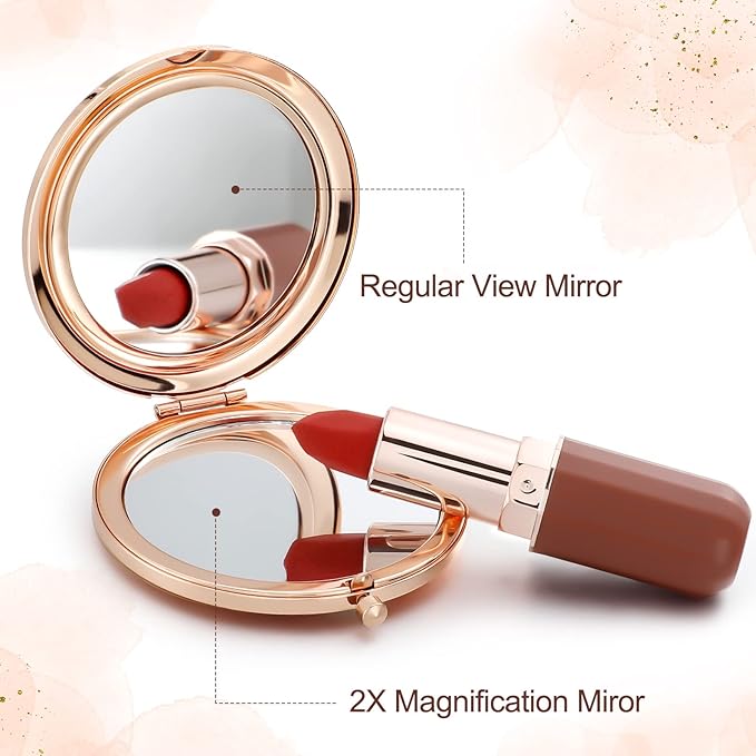 Chunful 6 Sets Bridesmaid Gifts for Women Include Rose Gold Compact Makeup Mirror with Satin Hair Ties Scrunchies Rhinestone Pocket Mirror for Bridal Shower Favors Bachelorette Party Gifts