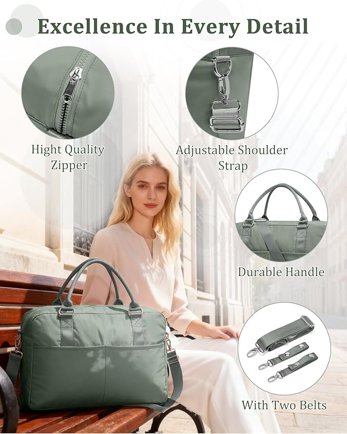 Gym Bag for Women,Travel Duffle Bag for Travel with Wet Pocket Weekender Overnight Carry On Tote Bag Luggage Bag with Trolley Sleeve Personal Item Travel Bag Hospital Diaper Bag Green
