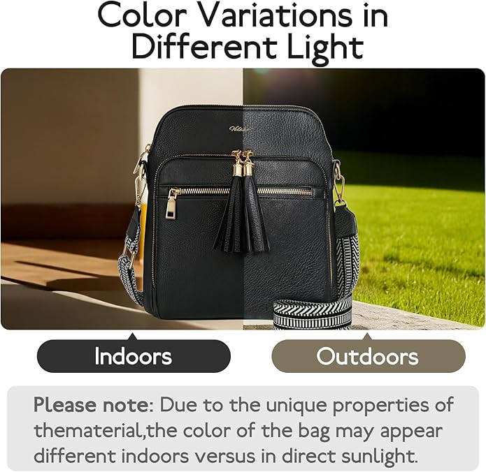 Women's Leather Crossbody Bags Anti Theft Purses RFID Blocking Handbags Trendy Travel Adjustable Strap Tassel