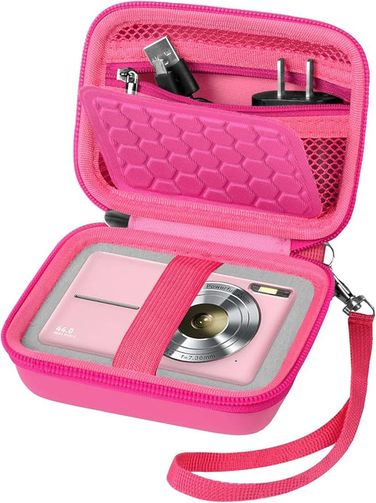 Comecase Carrying & Protective Case for Digital Camera, for CAMKORY/for Kodak Pixpro/for Canon PowerShot ELPH 180/190 / for Sony DSCW800 DSCW830 Cameras for Travel - Bright Pink