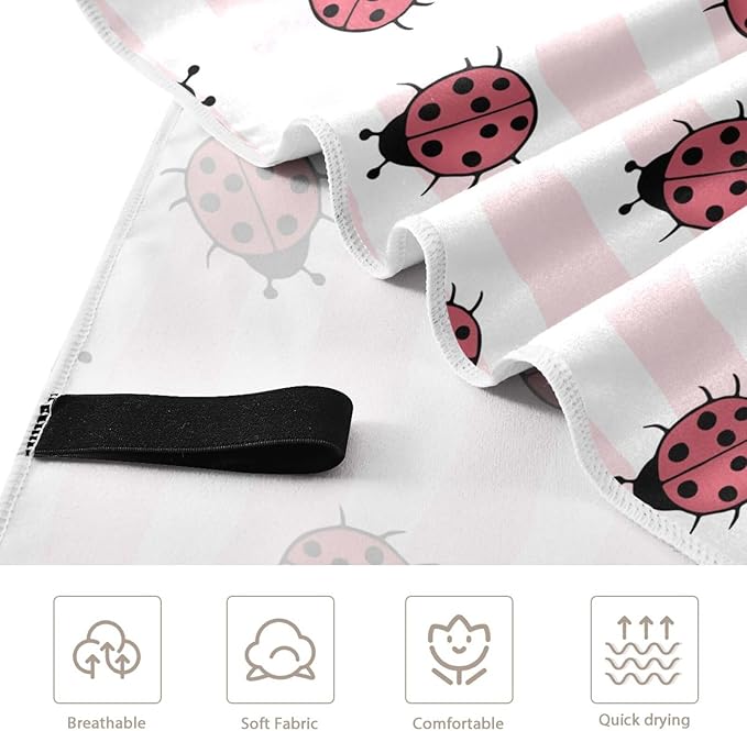 Ladybug Microfiber Beach Towel Absorbent Bath Towel Quick Dry Ultra Thin Towel for Gym Yoga Swim- 30x60in