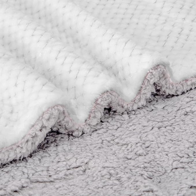 Fuzzy Sherpa Reversible Blanket for Baby, Soft Warm Cozy Coral Fleece Toddler, Infant or Newborn Reversible Blanket for Crib, Stroller, Travel, 30”×40”, Cream