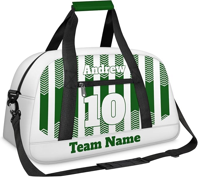 Basketball Soccer Gifts for Boys Girls - Custom Sports Duffle Bag, Personalized Name & Team Bag, Water-Resistant Gym Bag for Basketball, Soccer, Volleyball | Y-Green White