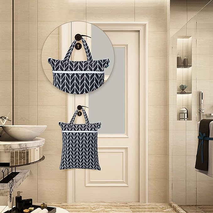 Teamoy Travel Hanging Wet Dry Bag Organizer (17.3 x 13.4 inches) with Two Compartments for Cloth Diaper, Laundry, Swimsuits and More, Easy to Hang Everywhere (M, Black Arrow)