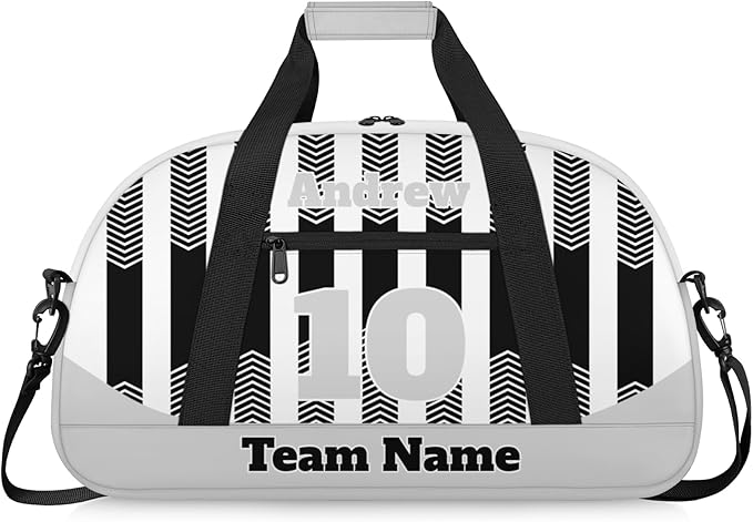 Basketball Soccer Gifts for Boys Girls - Custom Sports Duffle Bag, Personalized Name & Team Bag, Water-Resistant Gym Bag for Basketball, Soccer, Volleyball | Y-Black Grey