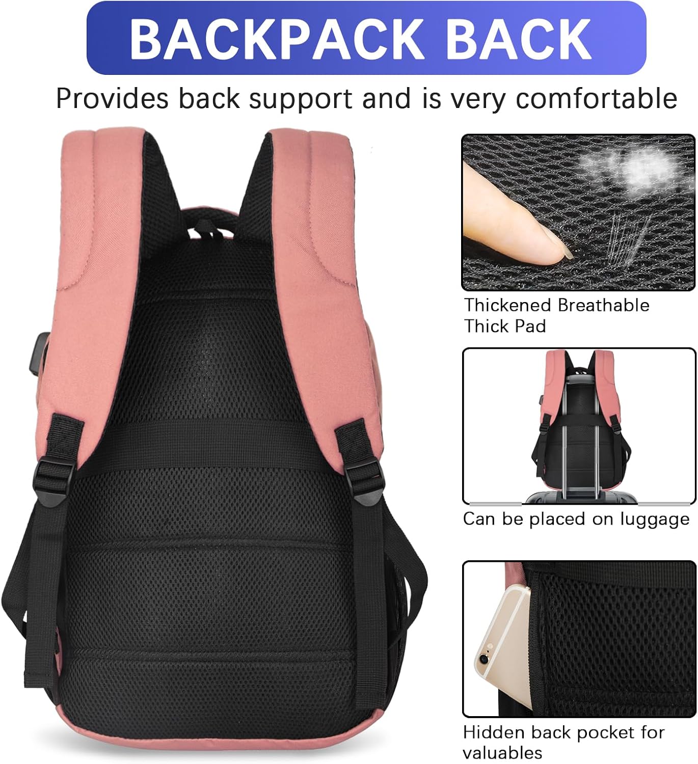 LARIPOP Travel Laptop Backpack,15.6 Inch Business Laptop backpack for Men Women with USB Charging Port,Water-Resistant Laptopack Weekender Daypack for Work College Computer