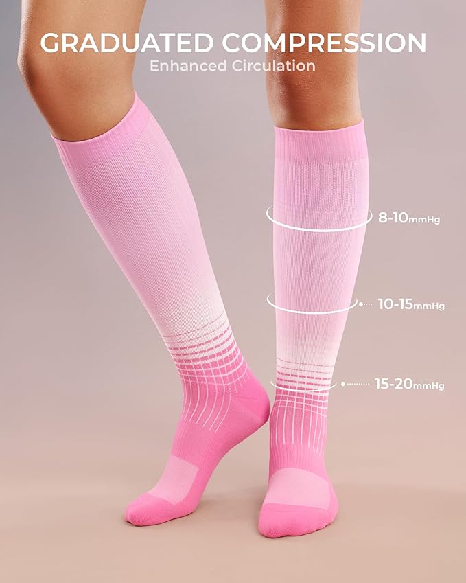 FITRELL 4 Pairs Compression Socks for Women & Men, 15-20mmHg Circulation Support for Athletic Travel Daily Wear