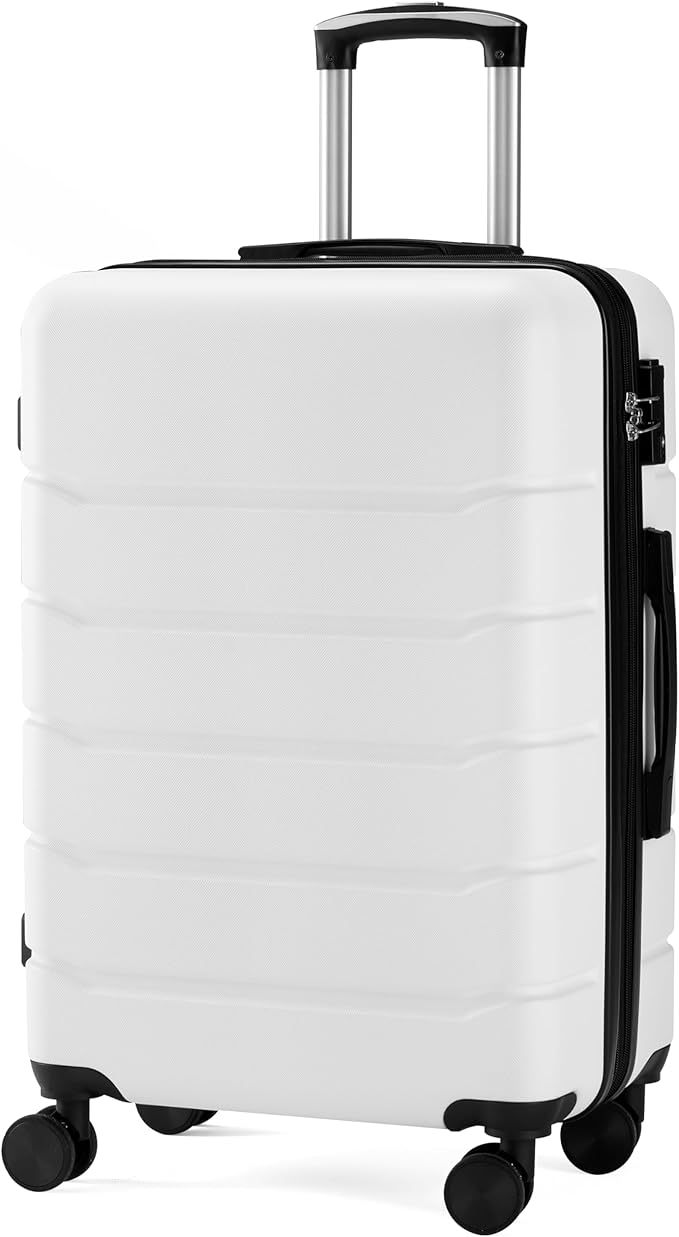 Simple Deluxe 28 Inch Hardside Carry On Luggage, Suitcase with Double Spinner Wheels & TSA Lock, Hard Shell Suitcase, Expandable Rolling Lightweight Luggage, White
