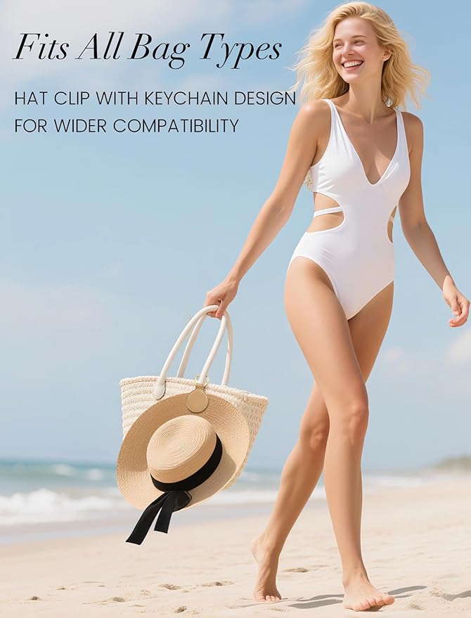 Niveaya Magnetic Hat Clip for Travel on Bag, Strong Magnet Keeps Hat Secure on Purse Luggage Backpack, Travel Essentials Accessory for Beach Cruise Outdoor, Stylish Leather Finish, khaki