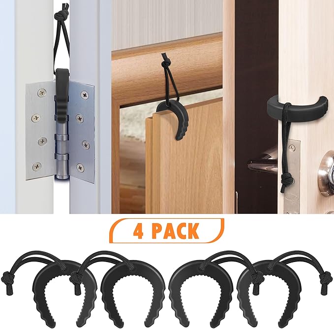 Crosize 4 Pack First Responder Door Stops, Door Jam for Law Enforcement, Police, Emergency Medical Services, Black Door Stoppers Wedge