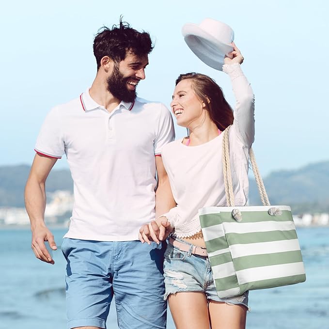Pleneal Beach Bags For Women - Large Beach Bags with Zipper Waterproof Sandproof Swim Pool Beach Bag
