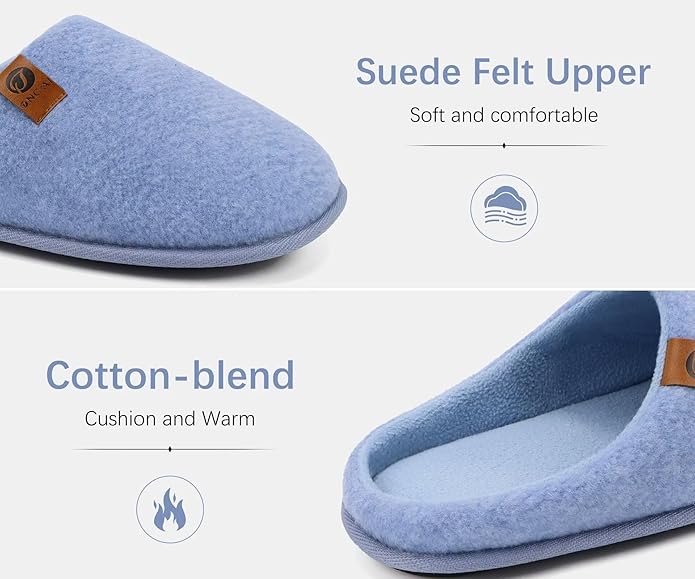 ONCAI Men's House Slippers Memory Foam Slip-On Warm Cozy Scuff Home Bedroom Shoes with Indoor/Outdoor Rubber Soles US Size 7-15