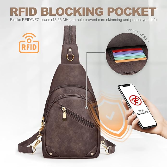 Anti Theft Sling Bag for Women, RFID Crossbody Purses Convertible Sling Backpack, Cross Body Purse Chest Bag