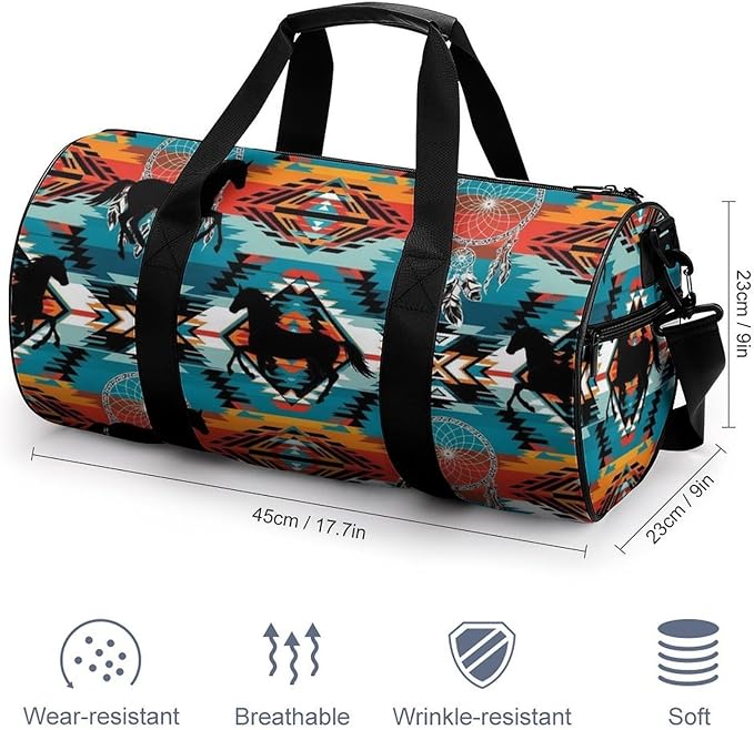Gym Sports Duffle Bag Southwest Aztec Turquoise Weekender Carry on Beach Yoga Overnight Luggage Bag Travel Training Workout Bags