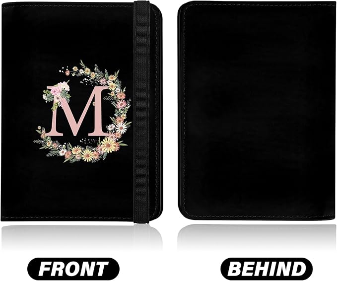 Cute Passport Holder and Holder Combo Passport Cover with RFID Blocking Women Men Compatible Wallet Credit Card Protector (Initial Monogram-M)