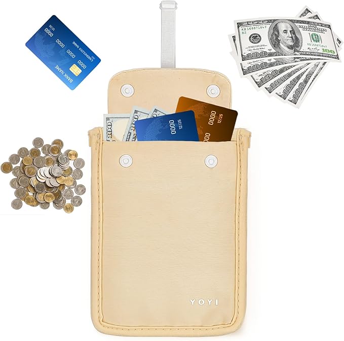YOYI YOYI RFID Undercover Bra Wallet,Travel Pouch,Secret Pocket - Credit Cards & Money & Valuables with Adjustable,Elastic Strap Suitable for All Bra Sizes Large