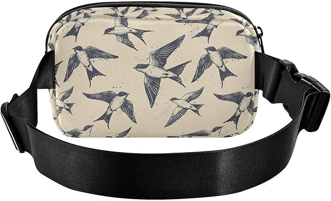 Swallows Bird Fanny Pack for Women Men Water Resistant Fashion Waist Packs with Adjustable Strap Belt Bag for Travel Workout Jogging Hiking 21220399