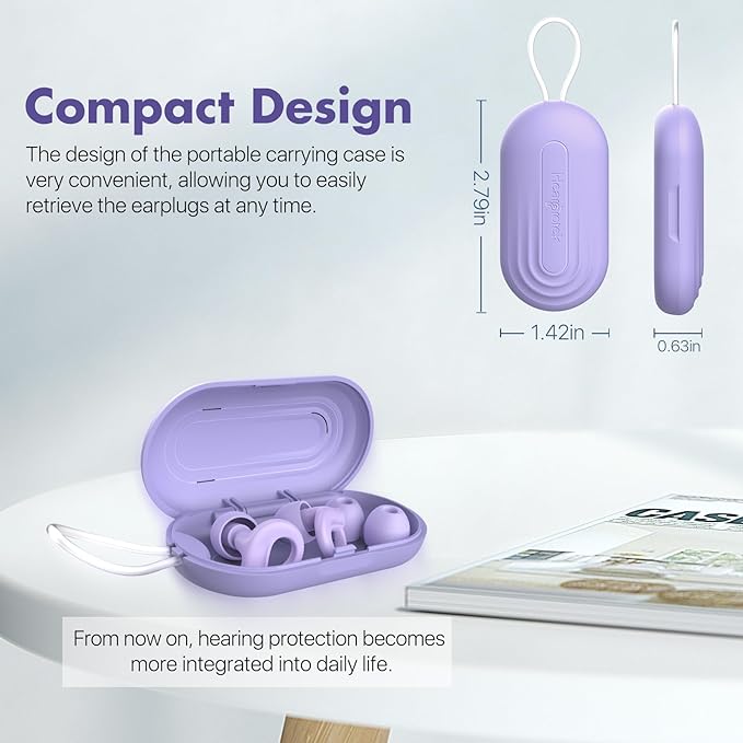 Hearprotek Earplug Cases, Portable Earplug Holder, Mini Storage Case Earbud Plug Organizer Ear Plug Case Durable Small Carrying Case for Travel, Business Trip (Purple)