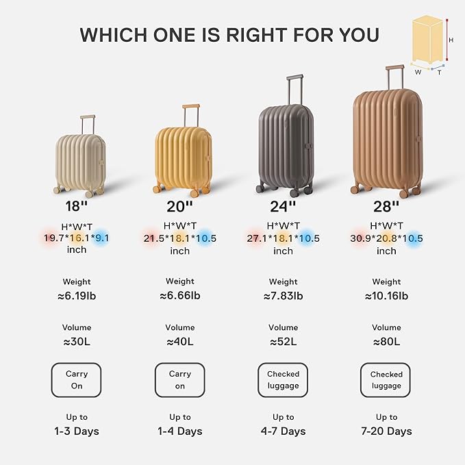 artrips Checked Luggage 24 Inch, Lightweight Hard Shell Suitcase with Spinner Wheels, Medium Travel Suitcase for 4–7 Day Trips, Grey