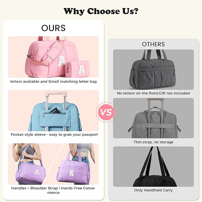 9 Year Old Girl Gifts-Personal Item Bag, Duffle Bag for Teen Girls-Initial Overnight Bag with Wet Pocket，Girls Suitcase Personalized Gym Tote with Makeup Pouch-Woman Stuff for Girls Gifts