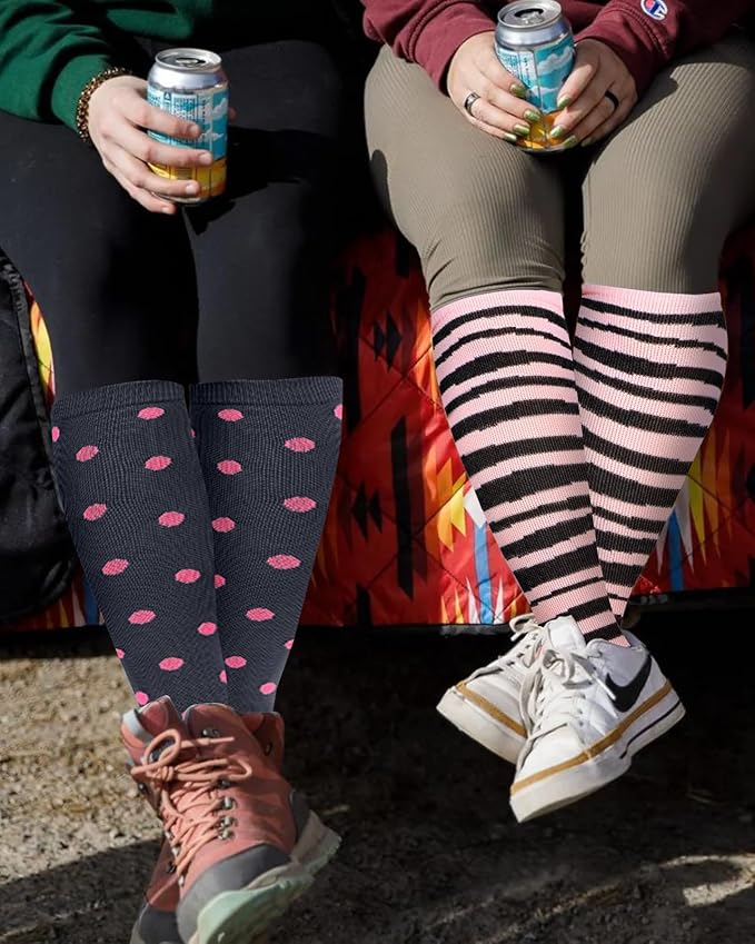 2Packs Compression Socks for Women - 15-20 mmHg Graduated Circulation Support for Nurses, Athletes and Travel