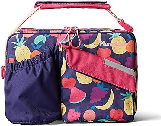 PlanetBox Insulated Lunch Bag – Tutti Frutti Edition Carry Bag with Pockets for Water Bottle and Snacks – Durable, Easy to Clean, and BPA Free