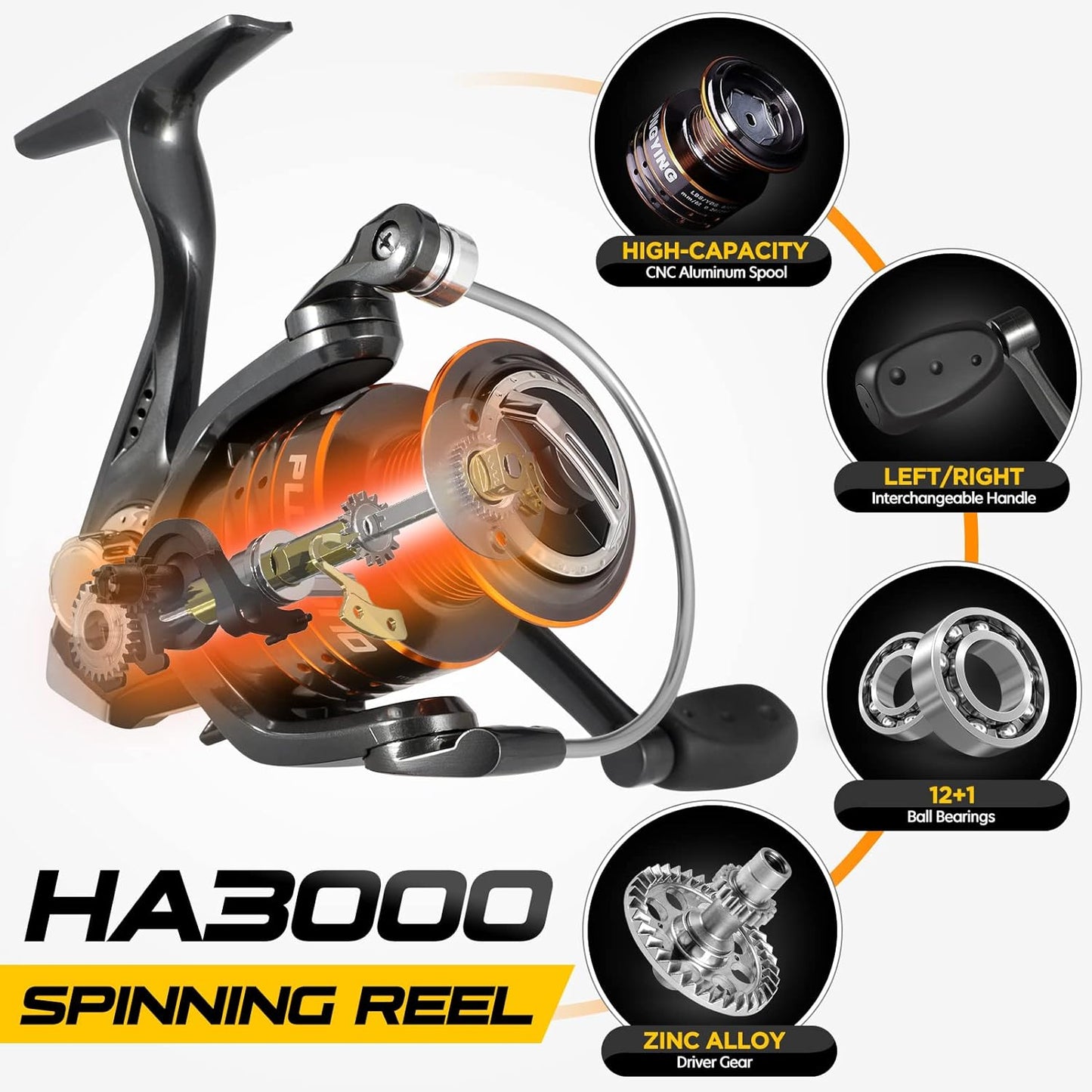 PLUSINNO Fishing Rod and Reel Combos - Carbon Fiber Telescopic Fishing Pole - Spinning Reel 12 +1 Shielded Bearings Stainless Steel BB