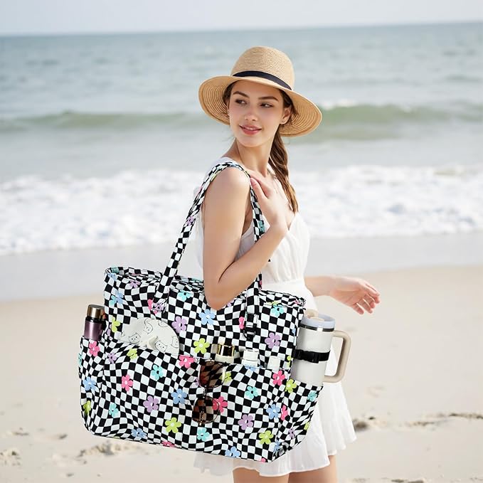 Bluboon Beach Bags for Women, Large Waterproof Tote Bag With Wet Compartment for Pool Weekender Travel Gym