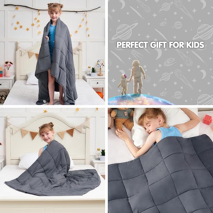 yescool Weighted Blanket 10 Pounds Twin Cooling Weighted Lap Blanket, Grey Heavy Blanket for Sleeping, Weighted Throw Blanket Gifts for 80-110lbs, 40" x60