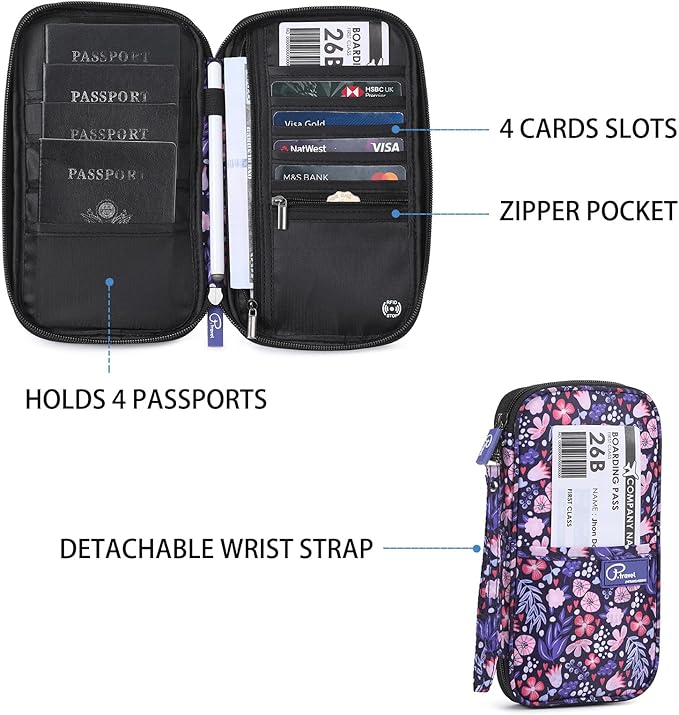 VanFn Travel Duffel Bag and RFID Passport Wallet, Rainproof Nylon Foldable Sports Duffels Gym Bag Family Passport Holder Trip Document Organizer for Women & Men, P.Travel Series