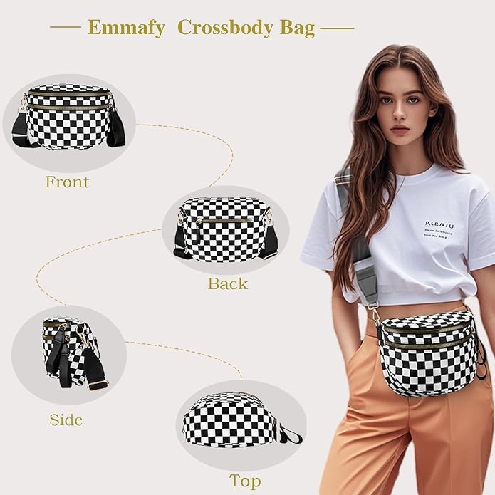 Crossbody Bags For Women,Waterproof Oxford Bum Bag with Adjustable Strap,Large Capacity Travel Purse