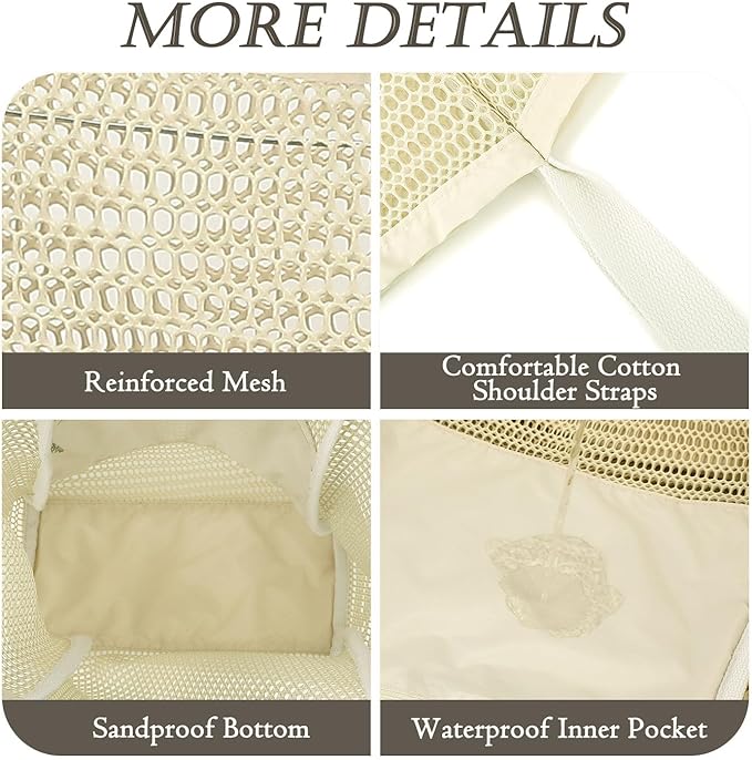 Beach Bag for Women with Outer Pocket, Waterproof Large Tote Bag for Cruise Essentials