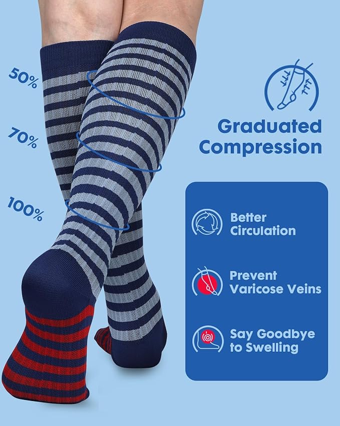 2Packs Compression Socks for Women - 15-20 mmHg Graduated Circulation Support for Nurses, Athletes and Travel