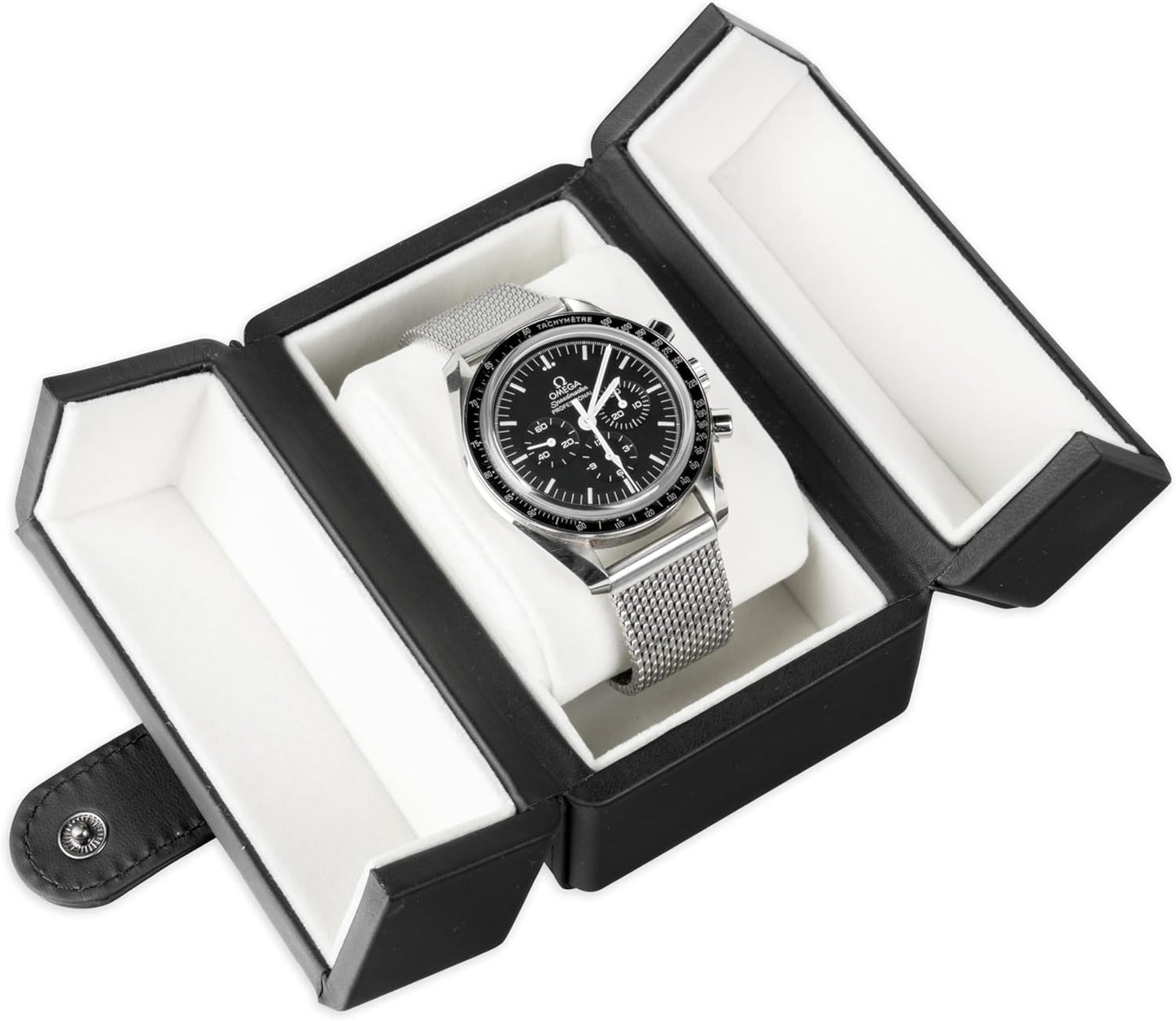 Single Travel Watch Case - Vintage Inspired - Exterior, Soft Microfiber Lining, Fits Up to 42mm Watches - Vegan Leather - Reliable Storage for Home or Travel