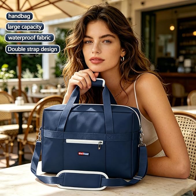 Gym Bag for Women Men, Water-Resistant Duffle Bag for Travel Sports, Lightweight Carry On Bag with Handles and Detachable Shoulder Strap (Blue)