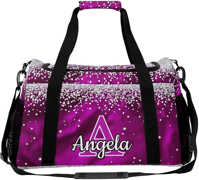 Rose Pink Bling Print Custom Sports Bag Names for Adult Personalized Name Duffle Gym Bag Travel Weekender Lightweight Bags