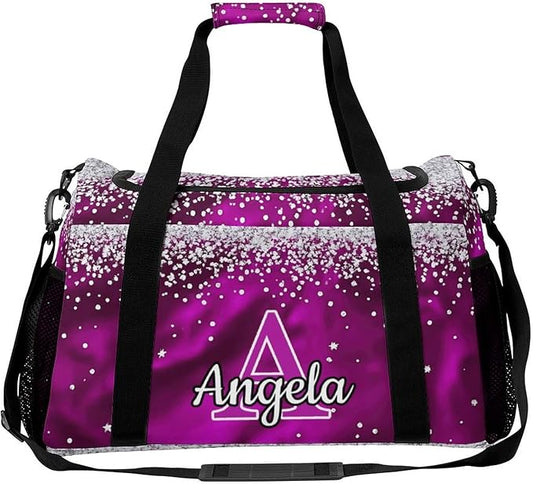 Rose Pink Bling Print Custom Sports Bag Names for Adult Personalized Name Duffle Gym Bag Travel Weekender Lightweight Bags