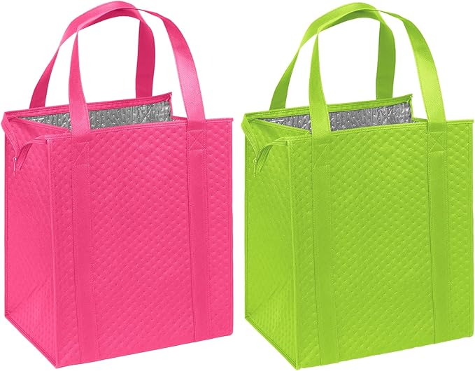 Mediz Hannah Direct Large Capacity Heavy Duty Insulated Smart Shopping Bag - Strong Reusable Grocery Tote 2 Pack