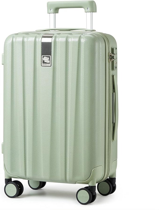 Hanke 29 Inch Luggage Suitcases With Spinner Wheels Lightweight PC hardside Rolling Suitcase With Travel Lock, Checked-Large 29-Inch(Bamboo Green)