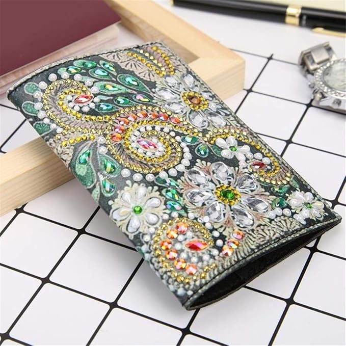 Passport Holder Cover 5D Diamond Painting Leather, DIY Crystal Rhinestone Painting Travel Passport Protective for Boarding Pass, ID Card, Driver's License-20X14CM (D)