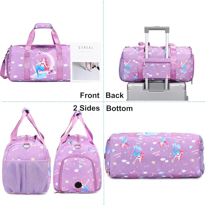 Dance Bag for Girls Duffle Gymnastics Gym Overnight Travel Sports Ballet Bags Weekender Sleepover Carry On Bag with Shoes Compartment