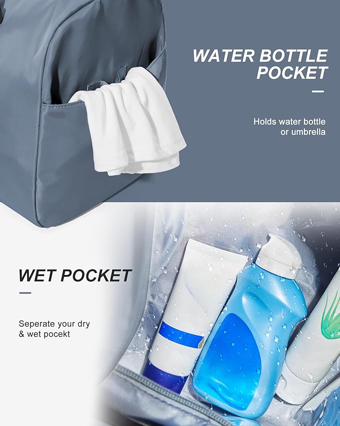 Gym Bag Womens Mens with Shoes Compartment and Wet Pocket Travel Duffel Bags for Women for Plane Sport Gym Tote Bag with Toiletry Bags Waterproof Weekend Overnight Carry on Bag Hospital Holdalls